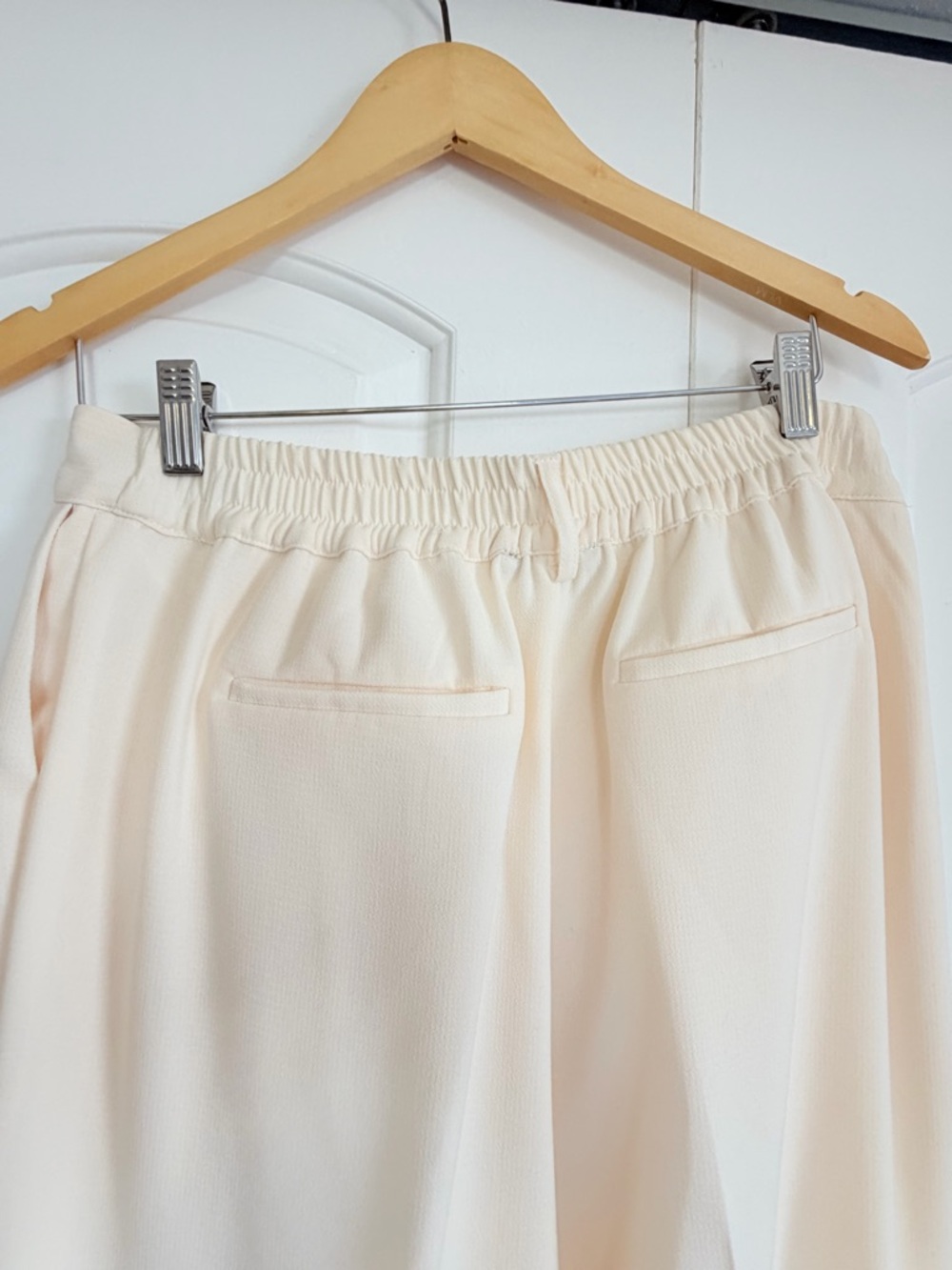 Christian Lacroix Cream Wide Leg Trouser Women M High Rise Elastic Waist Pants - Picture 7 of 15